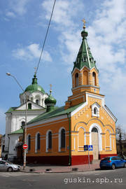 Kiev. St. Nicholas church (1772–1775, arch. I.G.Grigorovich-Barskyi) with the bell tower (1861–1863, arch.  M.S.Ikonnikov).