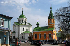 Kiev. St. Nicholas church (1772–1775, arch. I.G.Grigorovich-Barskyi) with the bell tower (1861–1863, arch.  M.S.Ikonnikov).