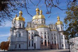 Kiev Pechersk Lavra. The Dormition Cathedral (1073–1077). The catherdal was destroyed in World War II, and fully reconstructed in 2000.
