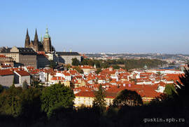 Prague. View of Malá Strana and Hradčany from the Petřín hill.