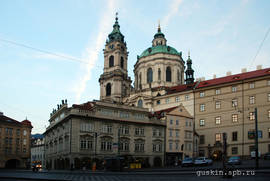 Prague. The Lesser Town (Malá Strana). A view of the church of Saint Nicolas.