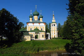 Uglich. The catherdral of the Saviour and Transfiguration (1713) with the bell tower (1730).