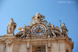 Vatican. St. Peter's Basilica, a facade clock.